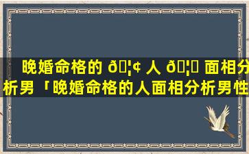 晚婚命格的 🦢 人 🦈 面相分析男「晚婚命格的人面相分析男性」